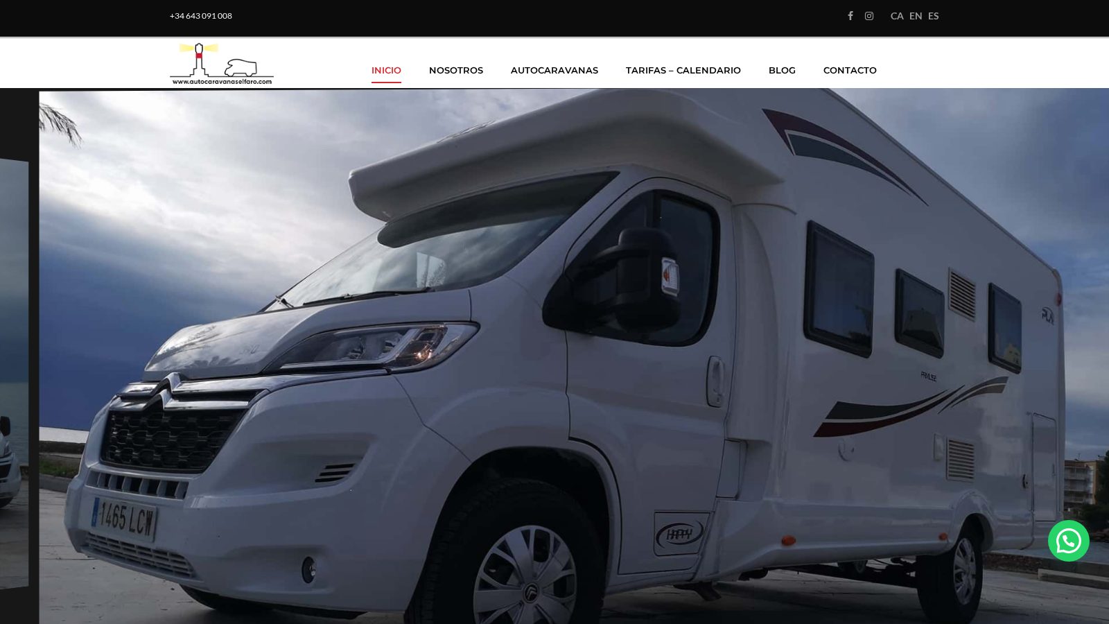 Captura de la web Autocaravanas El Faro
